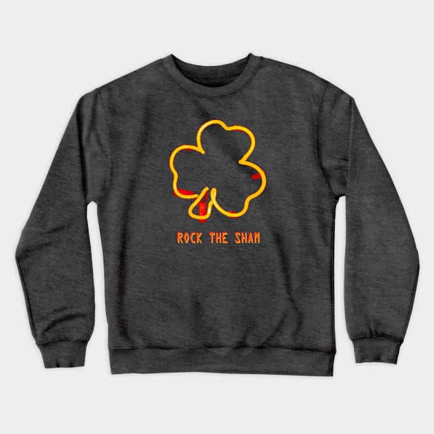 Irish Shamrock Pun - Rock The Sham Crewneck Sweatshirt by badlydrawnbabe